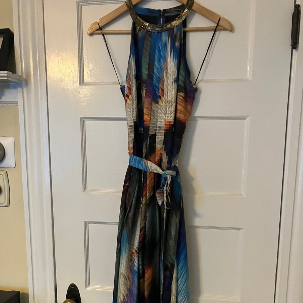 Anthropologie Ranna Gill Blue High Neck Gown